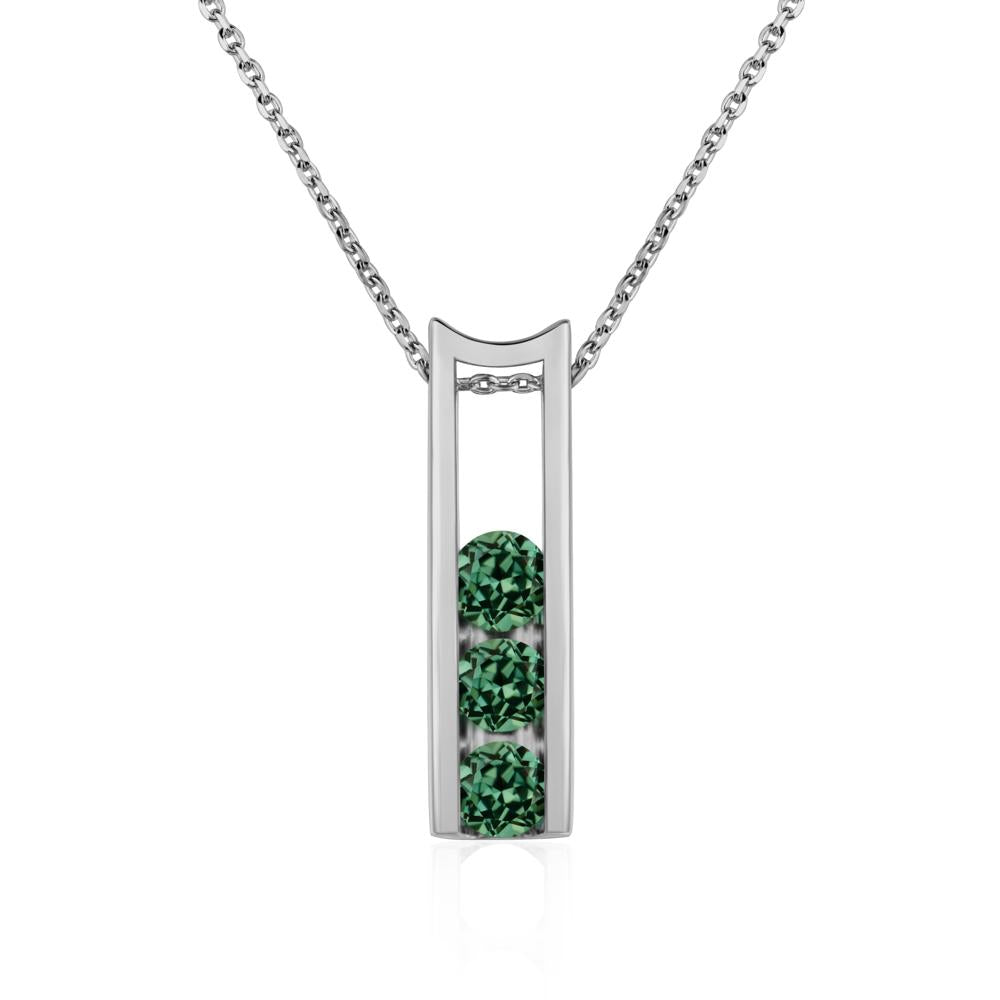 Green Sapphire Three Stone Necklace - LUO Jewelry #metal_platinum