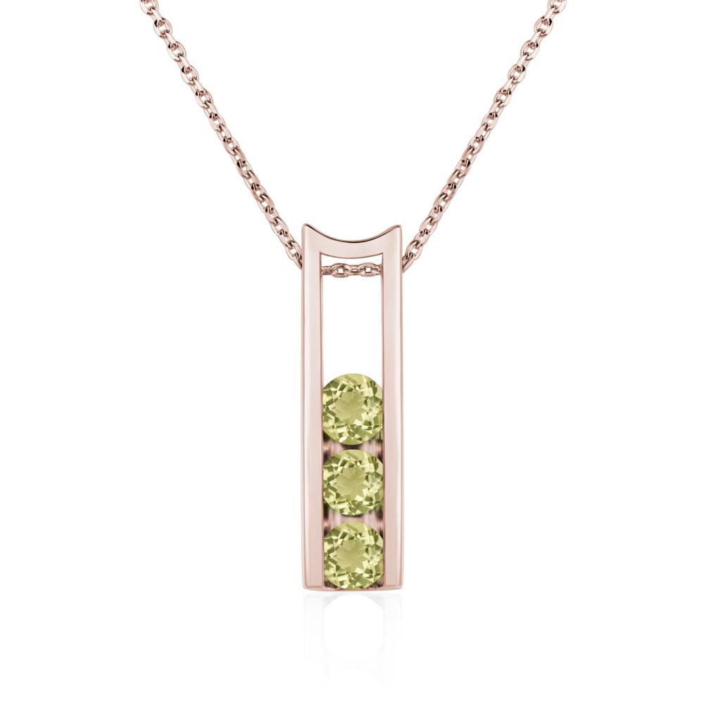 Lemon Quartz Three Stone Necklace - LUO Jewelry #metal_14k rose gold