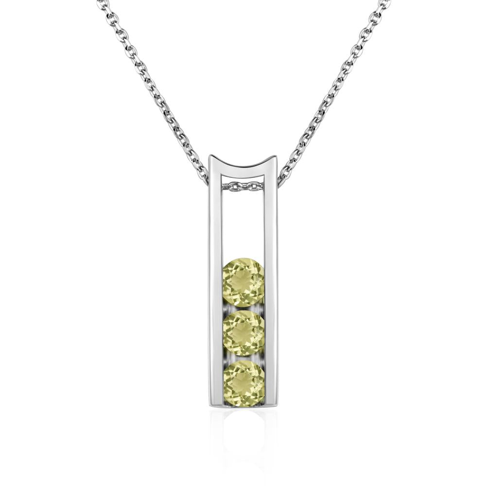 Lemon Quartz Three Stone Necklace - LUO Jewelry #metal_14k white gold