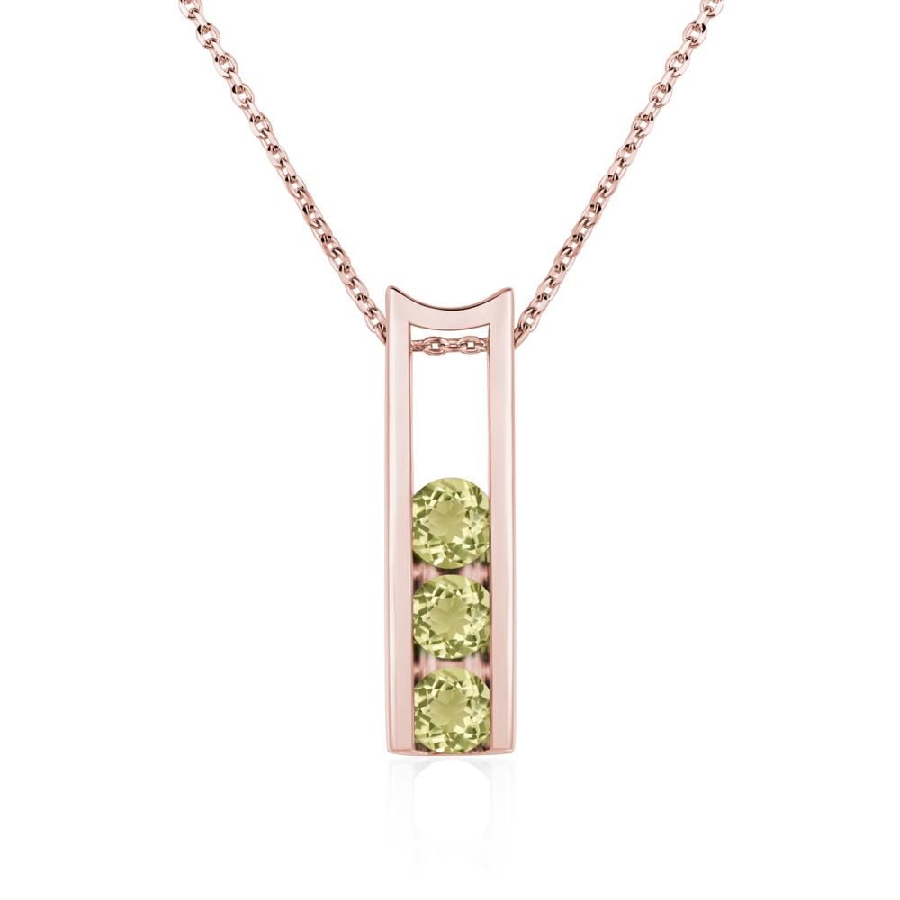 Lemon Quartz Three Stone Necklace - LUO Jewelry #metal_18k rose gold