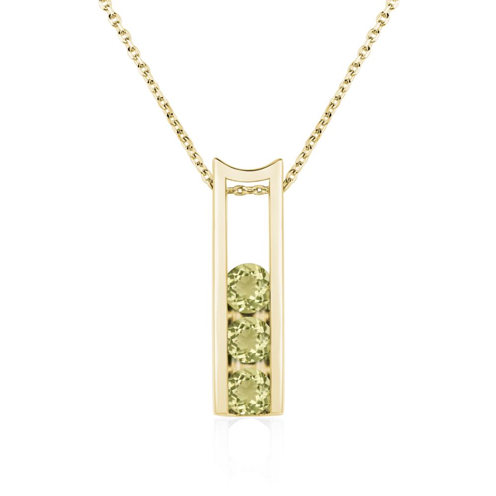 Lemon Quartz Three Stone Necklace - LUO Jewelry #metal_18k yellow gold