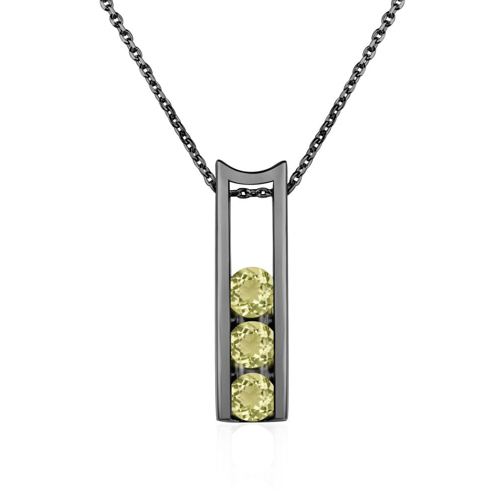 Lemon Quartz Three Stone Necklace - LUO Jewelry #metal_black finish sterling silver