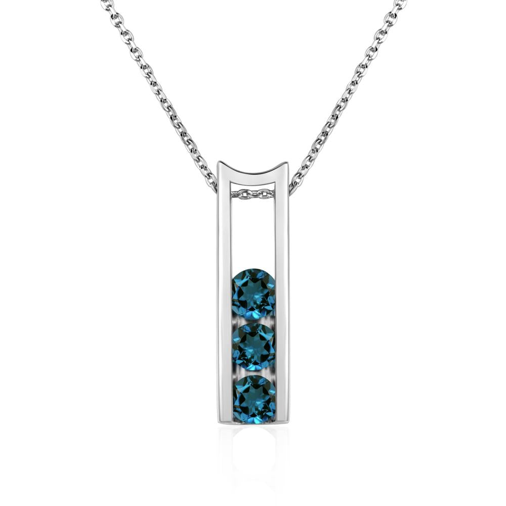 London Blue Topaz 3 Stones Mothers Necklace - LUO Jewelry #metal_sterling silver