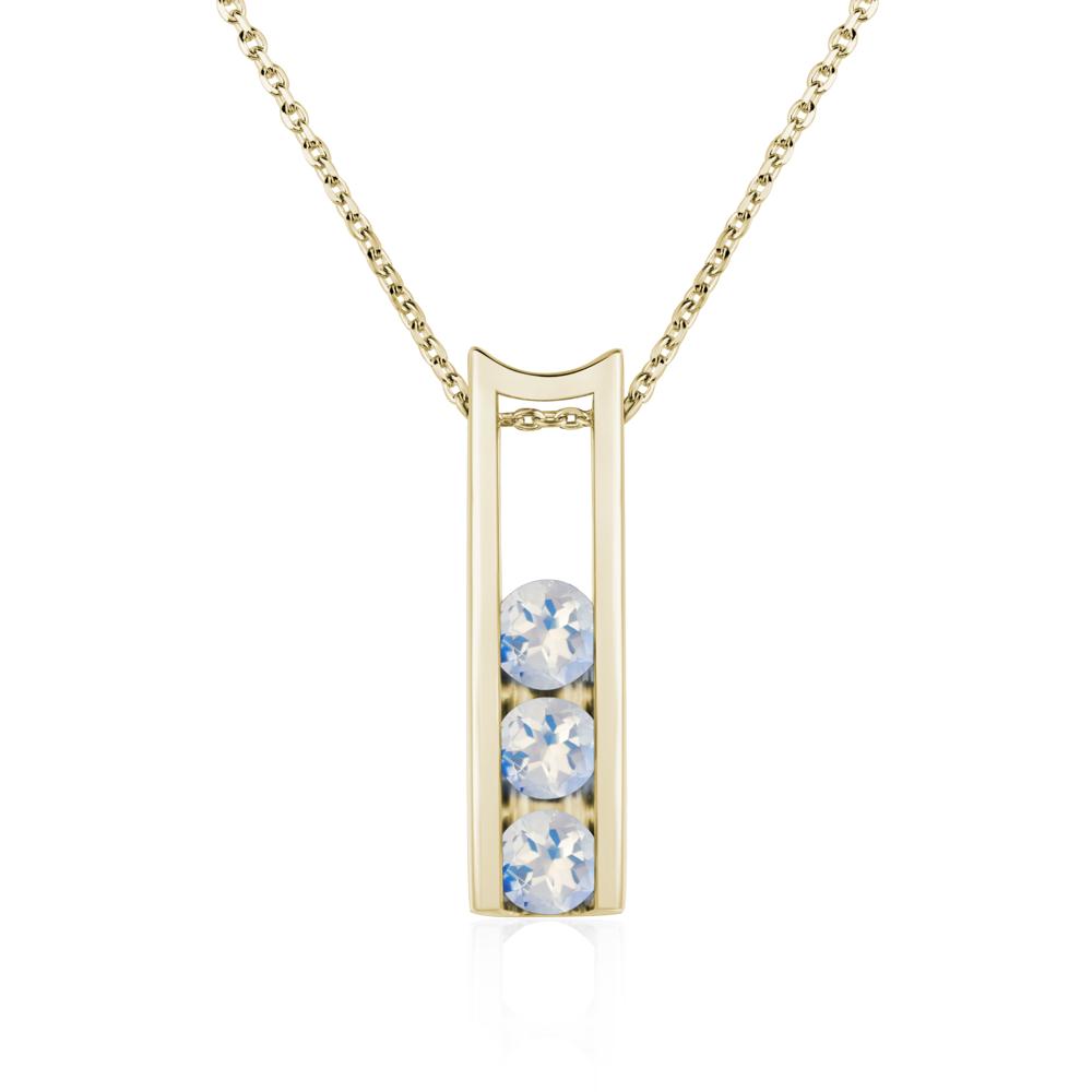 Moonstone Three Stone Necklace - LUO Jewelry #metal_14k yellow gold