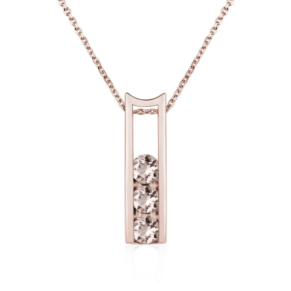 Morganite 3 Stones Mothers Necklace - LUO Jewelry #metal_14k rose gold