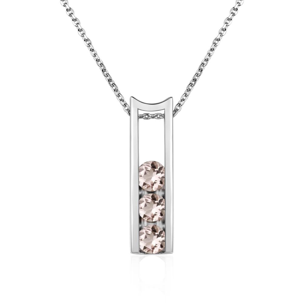 Morganite 3 Stones Mothers Necklace - LUO Jewelry #metal_sterling silver