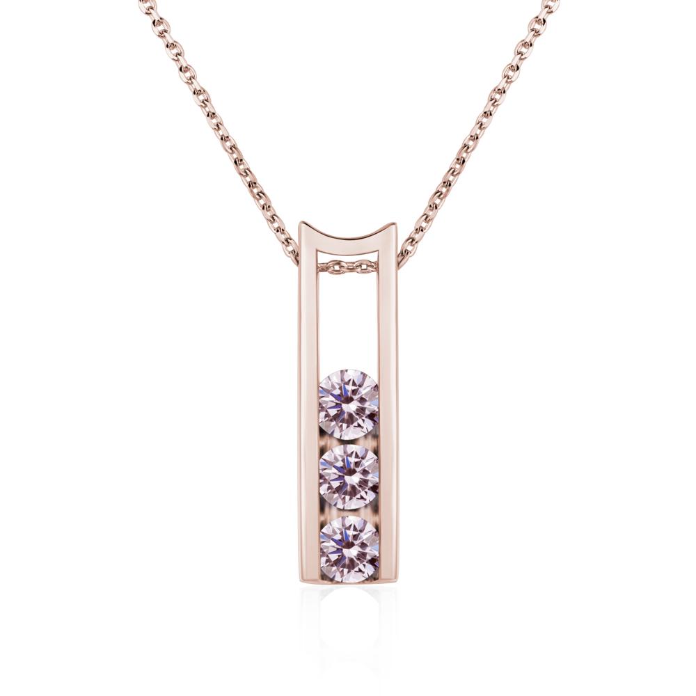 Pink Cubic Zirconia Three Stone Necklace - LUO Jewelry #metal_14k rose gold