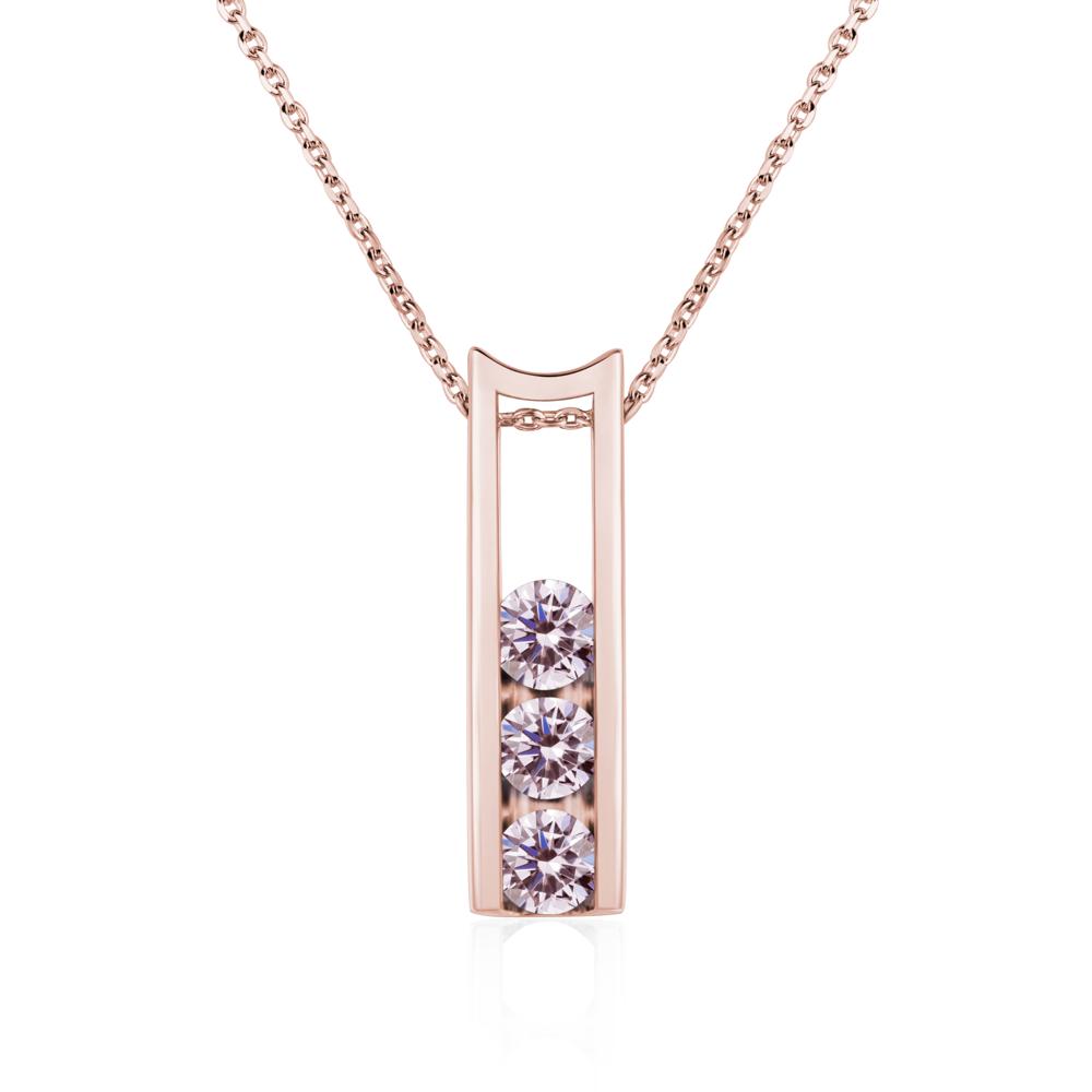 Pink Cubic Zirconia Three Stone Necklace - LUO Jewelry #metal_18k rose gold