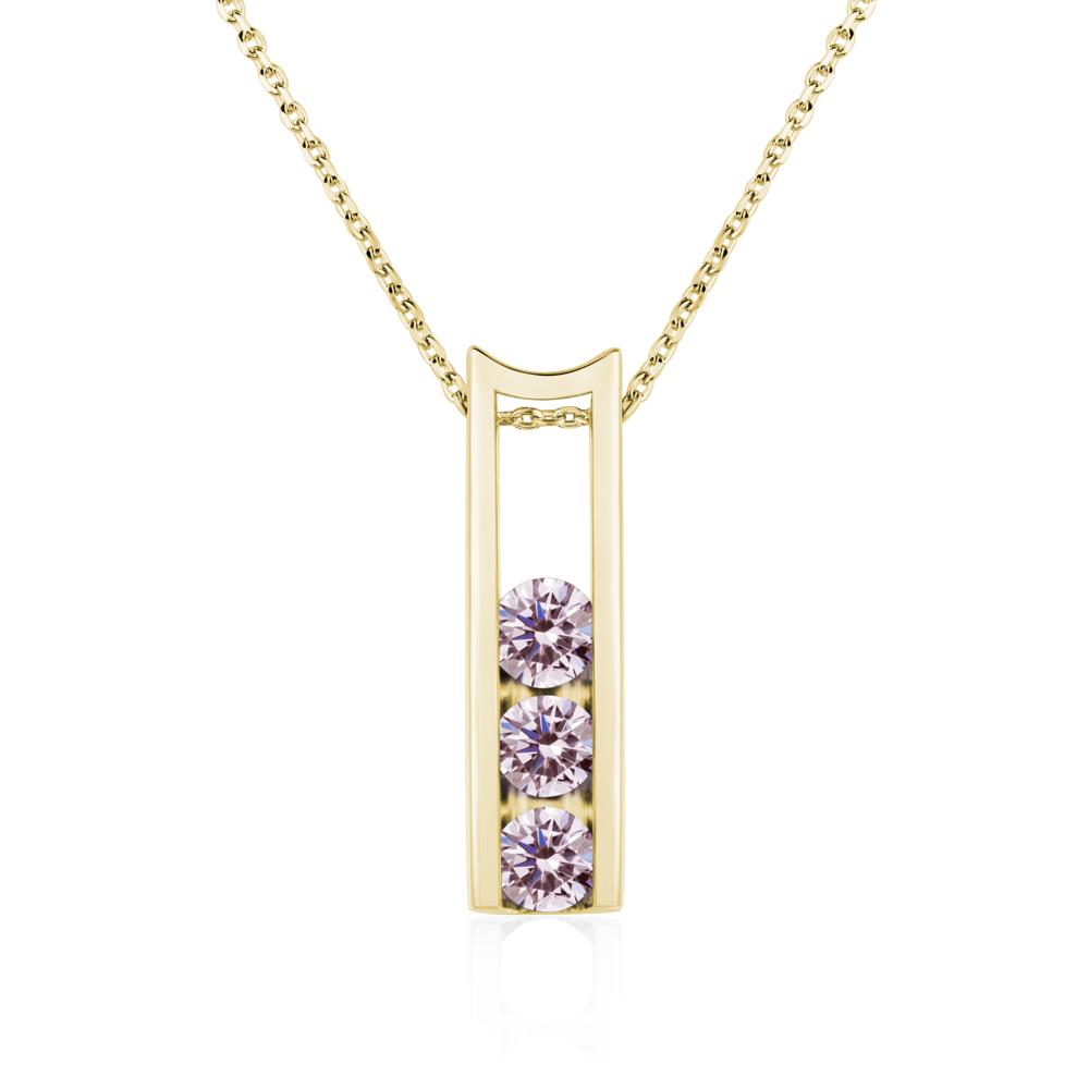 Pink Cubic Zirconia Three Stone Necklace - LUO Jewelry #metal_18k yellow gold