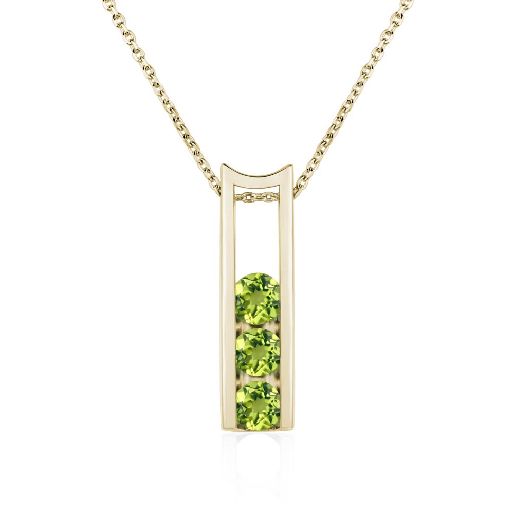 Peridot 3 Stones Mothers Necklace - LUO Jewelry #metal_14k yellow gold