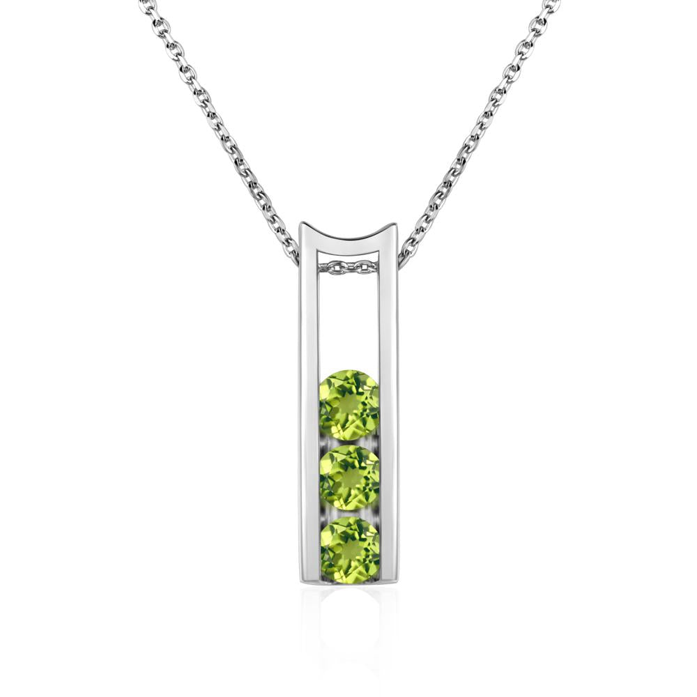 Peridot 3 Stones Mothers Necklace - LUO Jewelry #metal_sterling silver