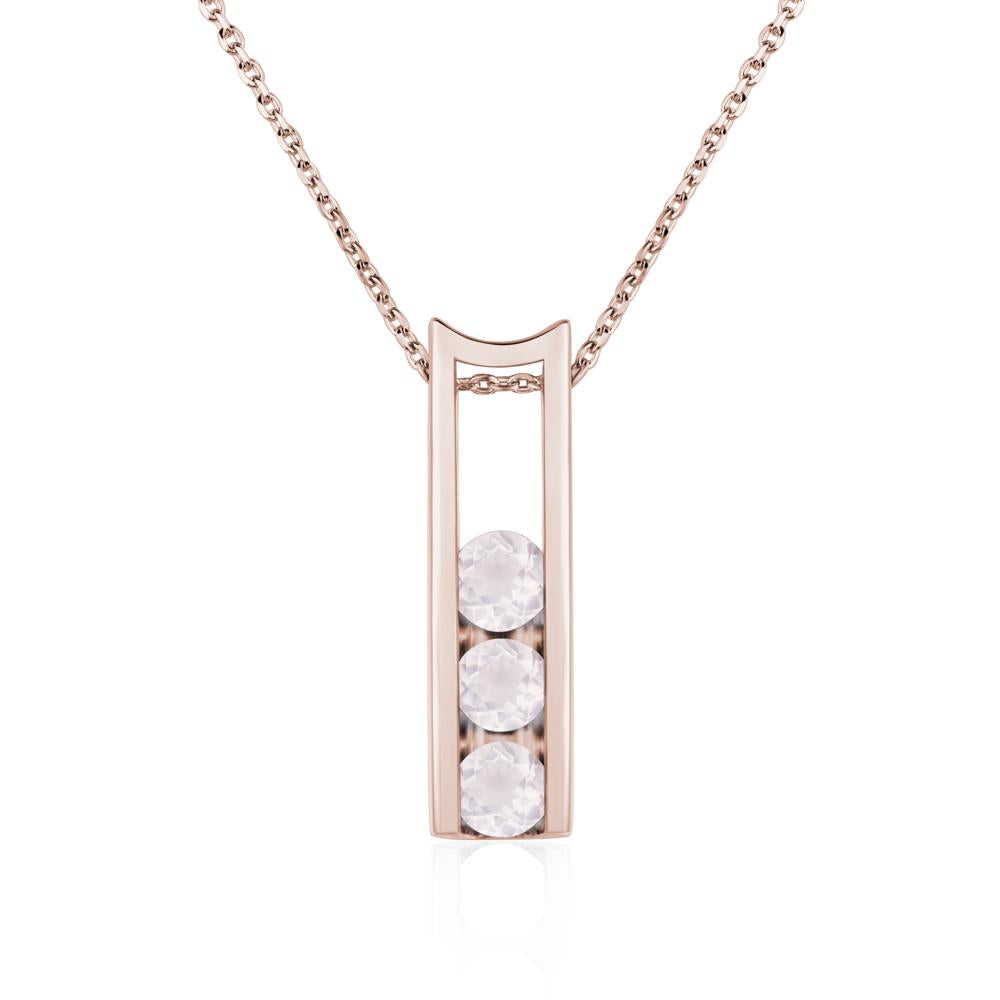 Rose Quartz Three Stone Necklace - LUO Jewelry #metal_14k rose gold