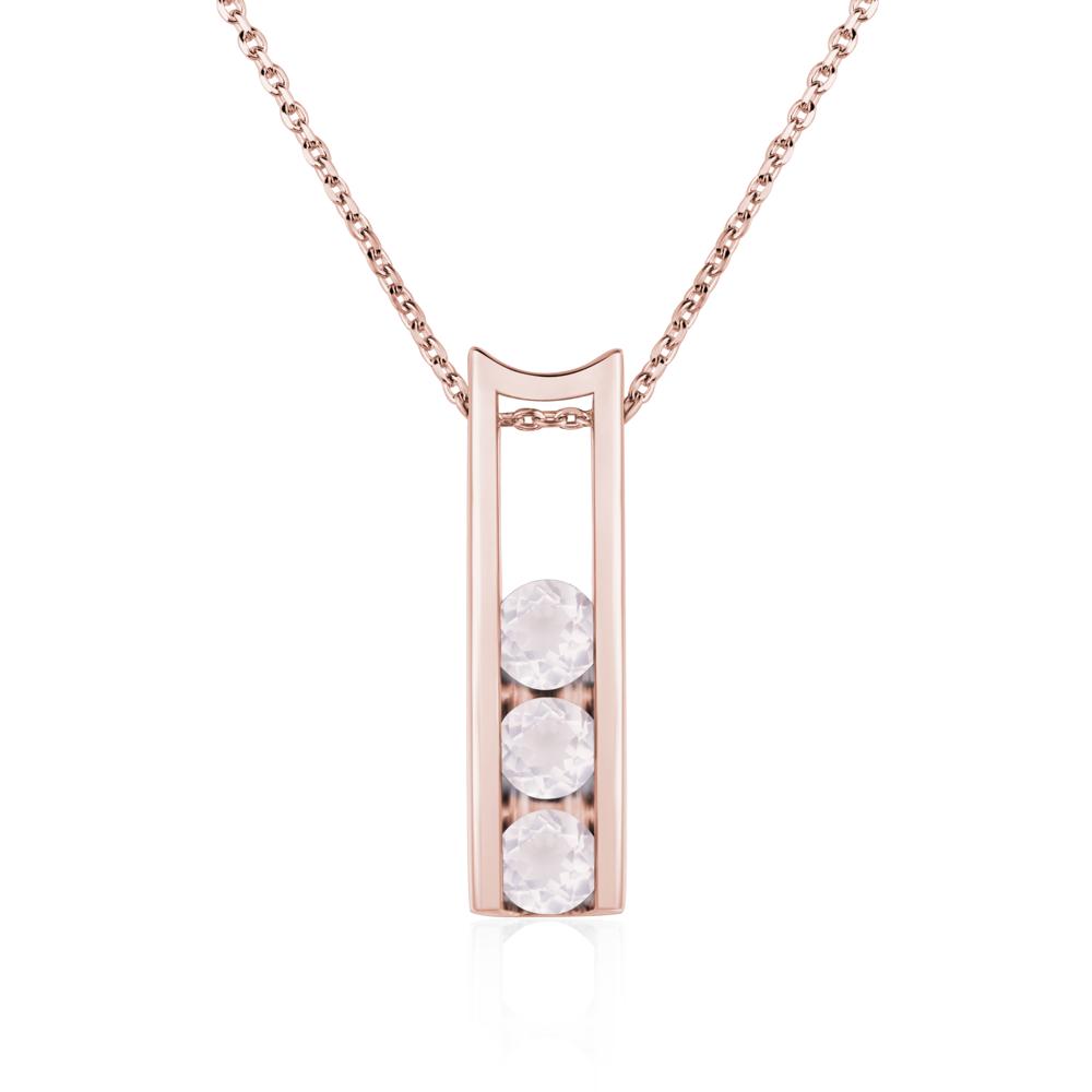 Rose Quartz Three Stone Necklace - LUO Jewelry #metal_18k rose gold