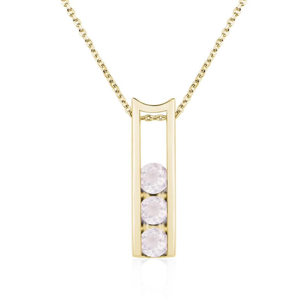 Rose Quartz Three Stone Necklace - LUO Jewelry #metal_18k yellow gold