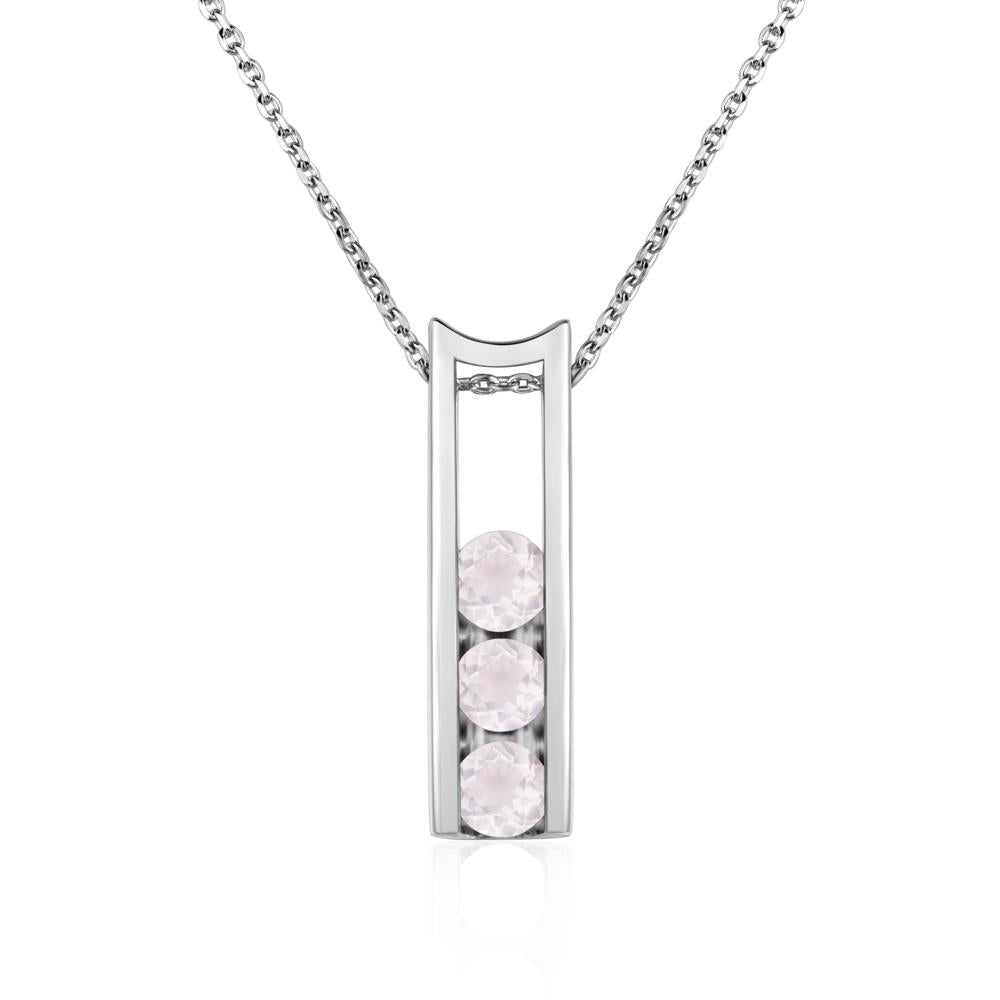 Rose Quartz Three Stone Necklace - LUO Jewelry #metal_sterling silver