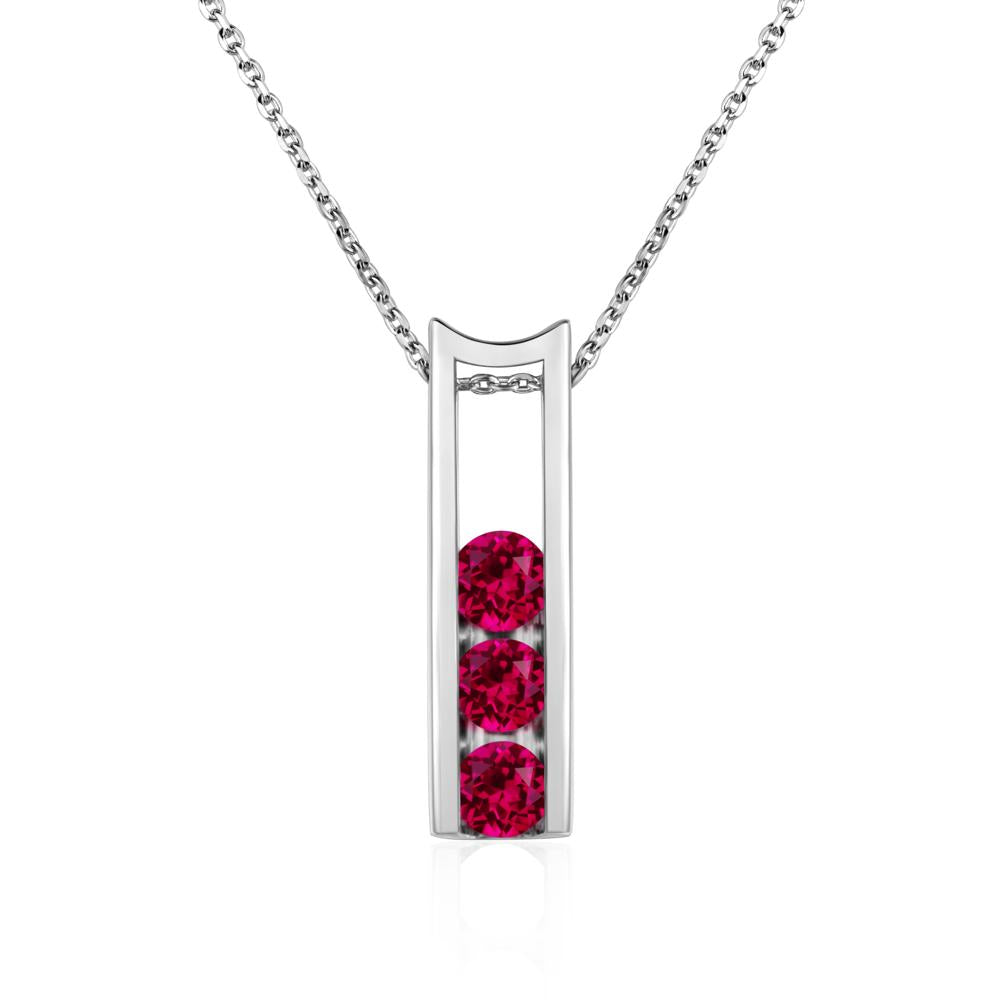 Ruby Three Stone Necklace - LUO Jewelry #metal_sterling silver