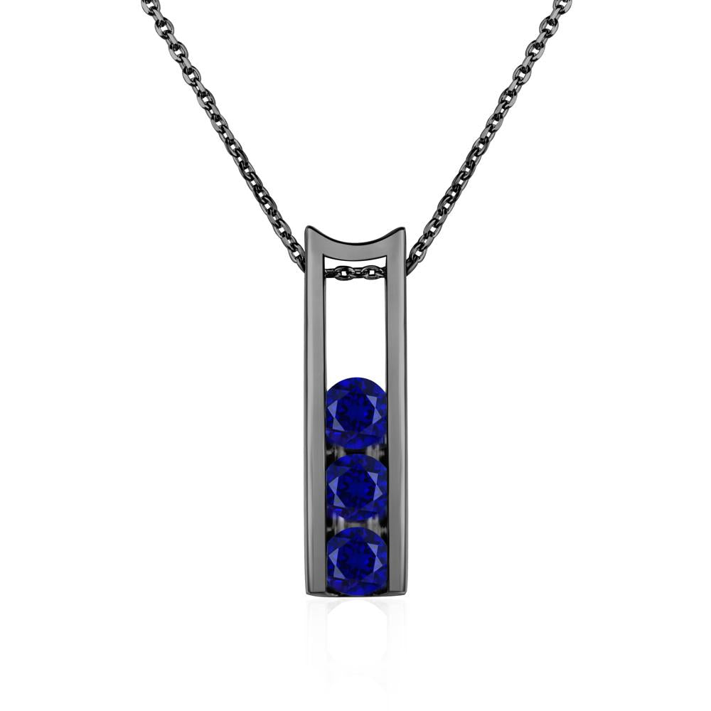 Sapphire 3 Stones Mothers Necklace - LUO Jewelry #metal_black finish sterling silver