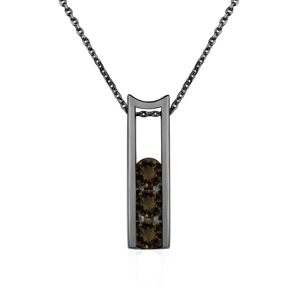 Smoky Quartz Three Stone Necklace - LUO Jewelry #metal_black finish sterling silver