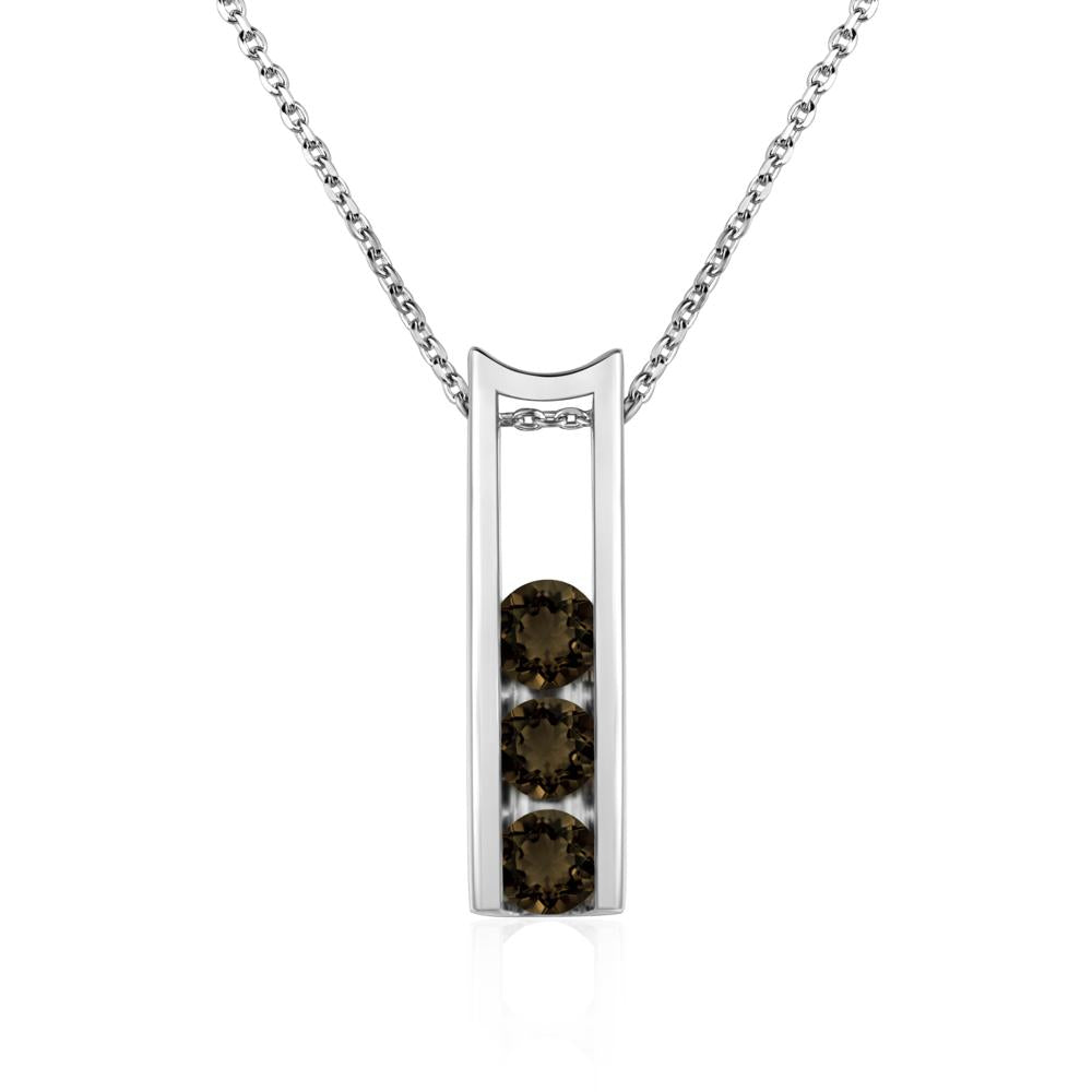 Smoky Quartz Three Stone Necklace - LUO Jewelry #metal_sterling silver