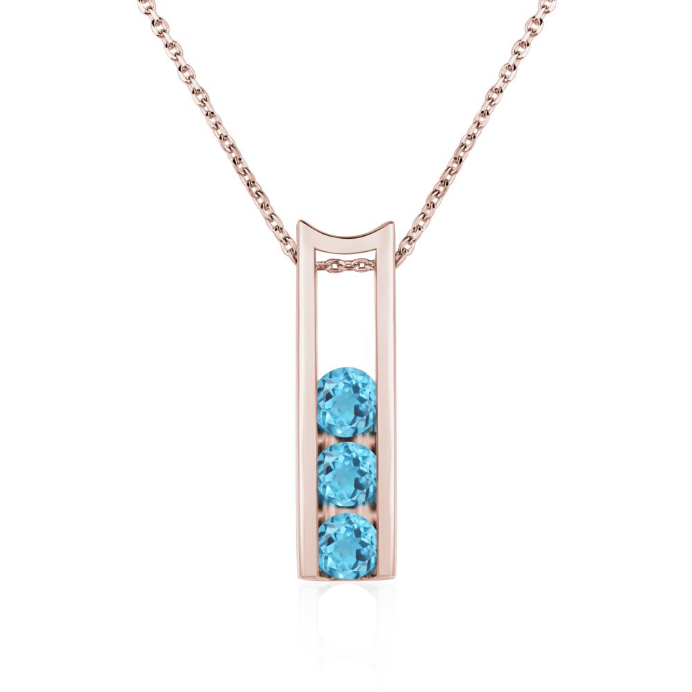 Swiss Blue Topaz 3 Stones Mothers Necklace - LUO Jewelry #metal_14k rose gold