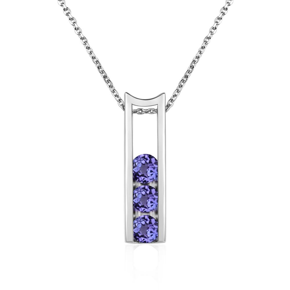 Tanzanite Three Stone Necklace - LUO Jewelry #metal_14k white gold