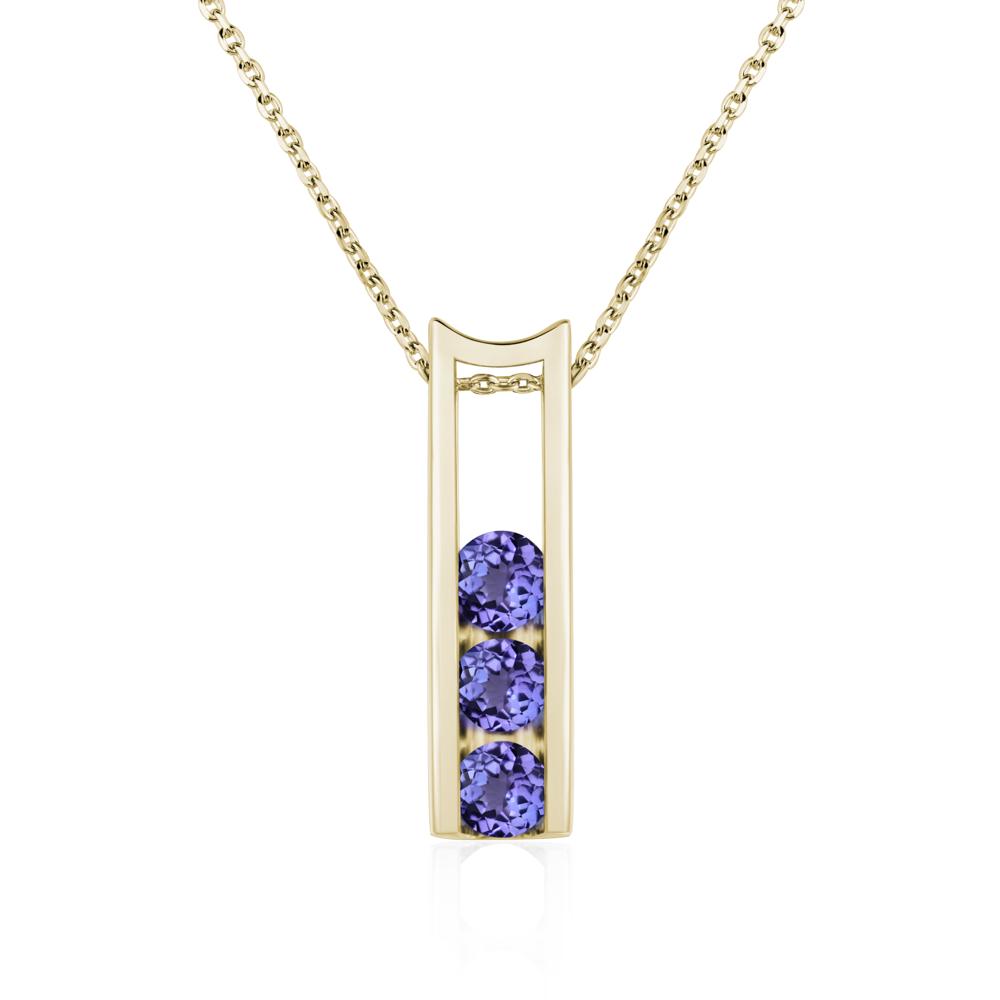 Tanzanite Three Stone Necklace - LUO Jewelry #metal_14k yellow gold