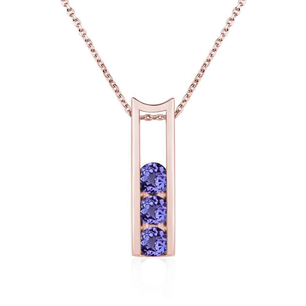 Tanzanite Three Stone Necklace - LUO Jewelry #metal_18k rose gold