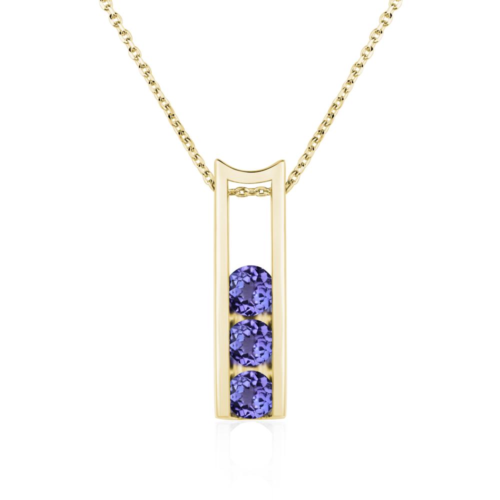 Tanzanite Three Stone Necklace - LUO Jewelry #metal_18k yellow gold