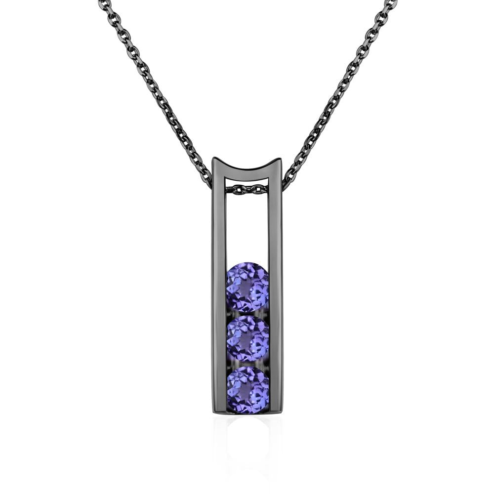 Tanzanite Three Stone Necklace - LUO Jewelry #metal_black finish sterling silver