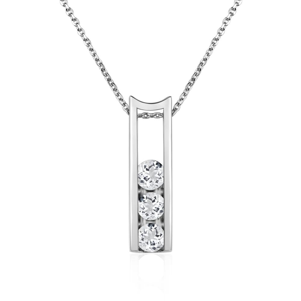 White Topaz 3 Stones Mothers Necklace - LUO Jewelry #metal_sterling silver