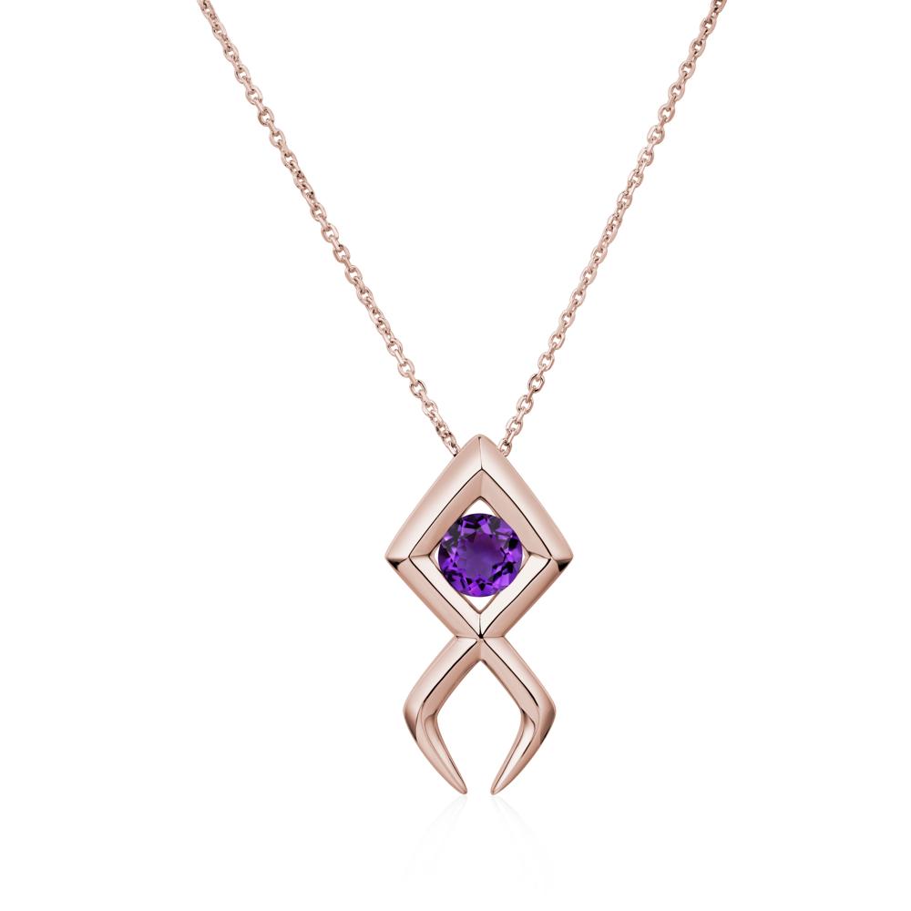 Jesus Fish Amethyst Necklace | LUO Jewelry #metal_14k rose gold