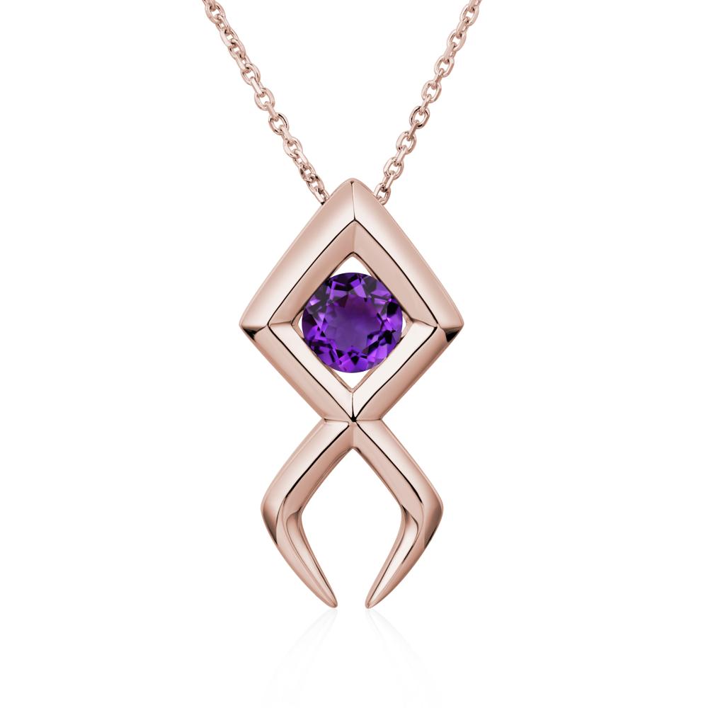 Jesus Fish Amethyst Necklace - LUO Jewelry #metal_14k rose gold