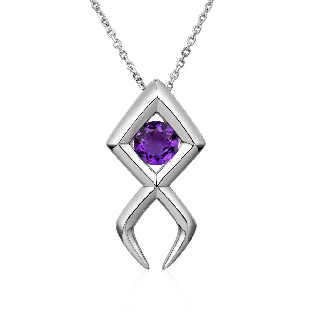 Jesus Fish Amethyst Necklace - LUO Jewelry #metal_14k white gold