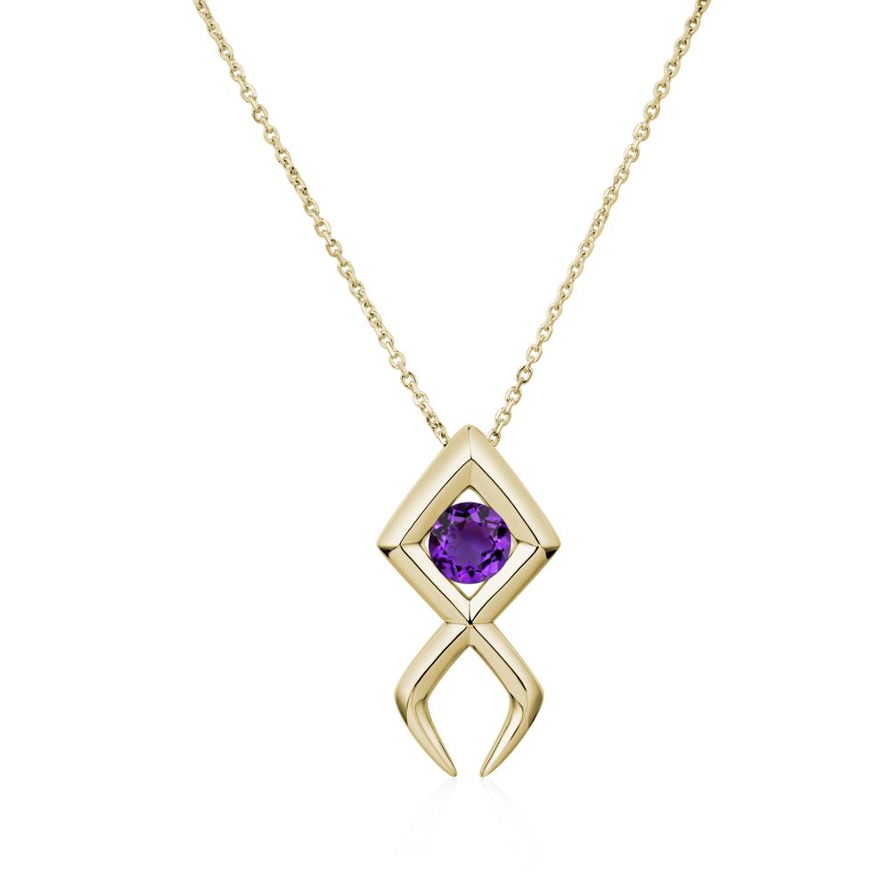 Jesus Fish Amethyst Necklace | LUO Jewelry #metal_14k yellow gold