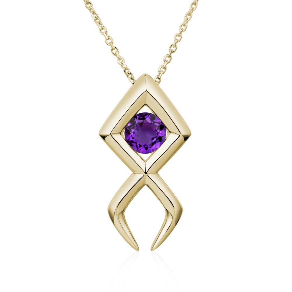 Jesus Fish Amethyst Necklace - LUO Jewelry #metal_14k yellow gold