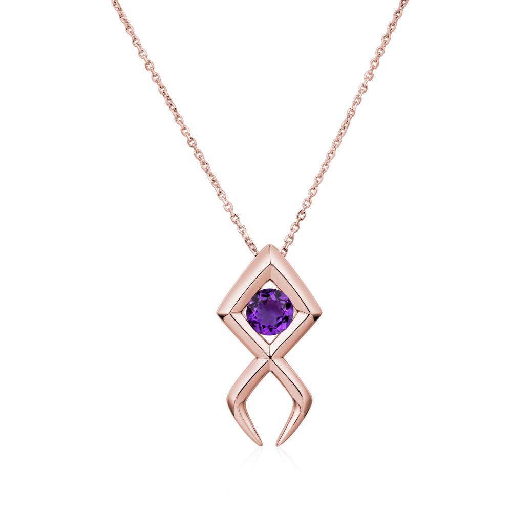 Jesus Fish Amethyst Necklace | LUO Jewelry #metal_18k rose gold