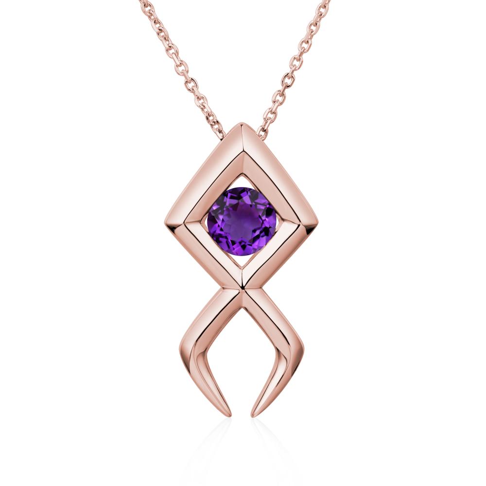 Jesus Fish Amethyst Necklace - LUO Jewelry #metal_18k rose gold