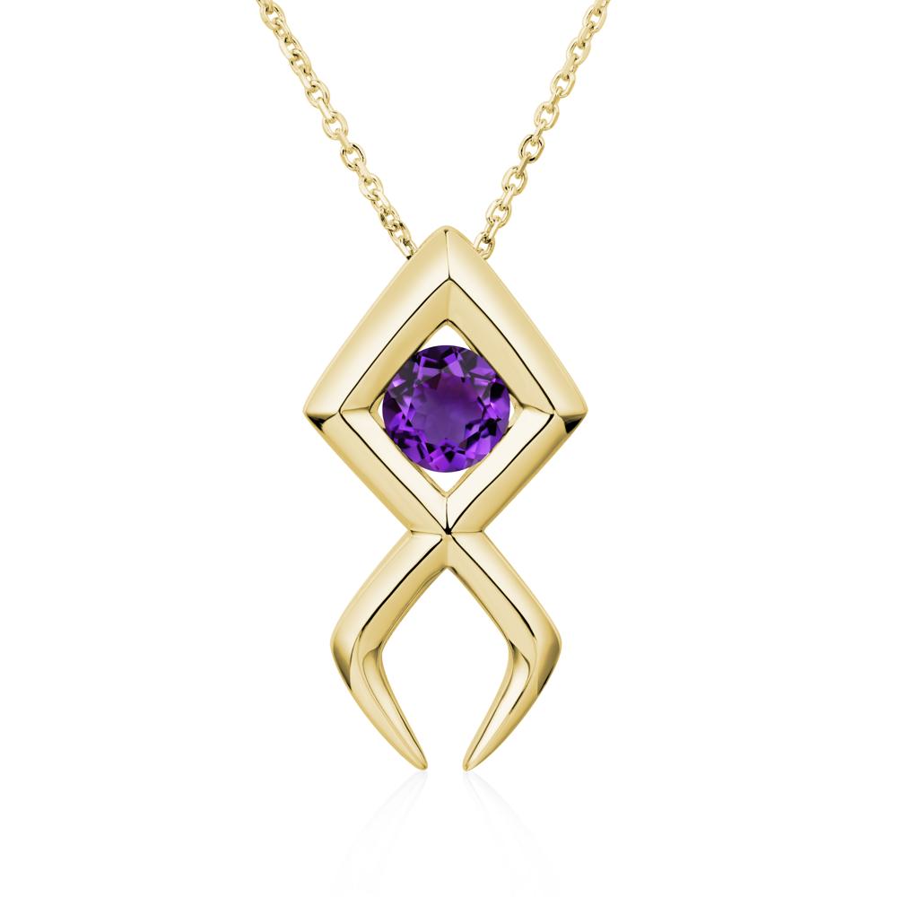 Jesus Fish Amethyst Necklace - LUO Jewelry #metal_18k yellow gold