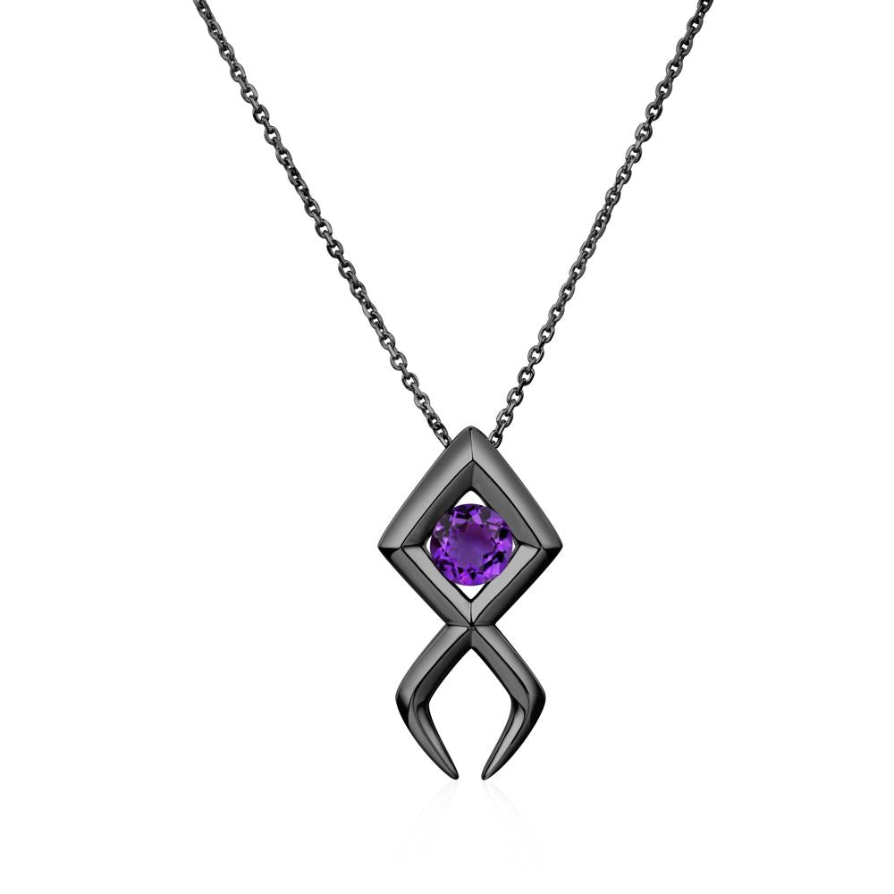 Jesus Fish Amethyst Necklace | LUO Jewelry #metal_black finish sterling silver