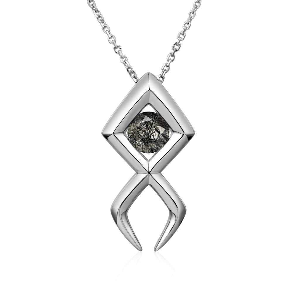 Jesus Fish Black Rutilated Quartz Necklace | LUO Jewelry #metal_sterling silver