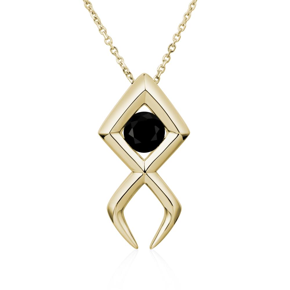 Jesus Fish Black Spinel Necklace - LUO Jewelry #metal_14k yellow gold