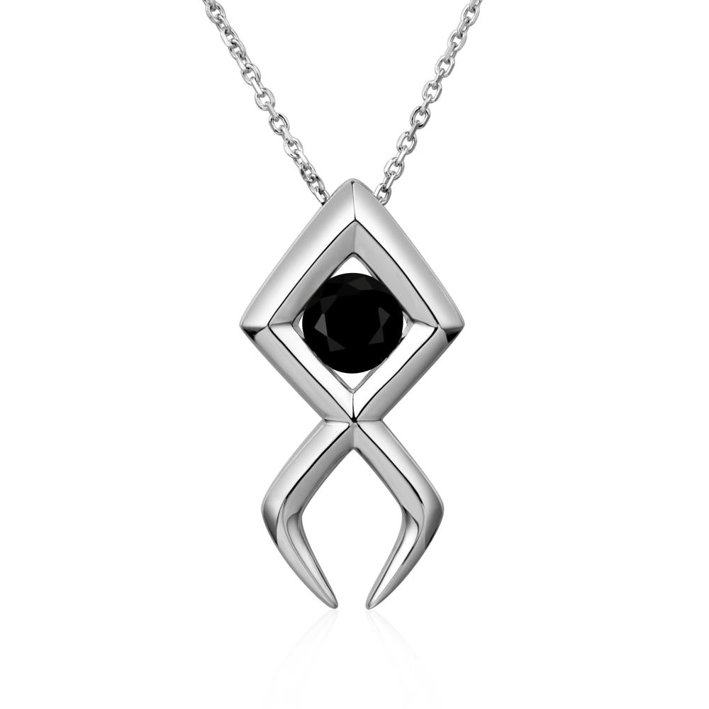 Jesus Fish Black Spinel Necklace - LUO Jewelry #metal_sterling silver