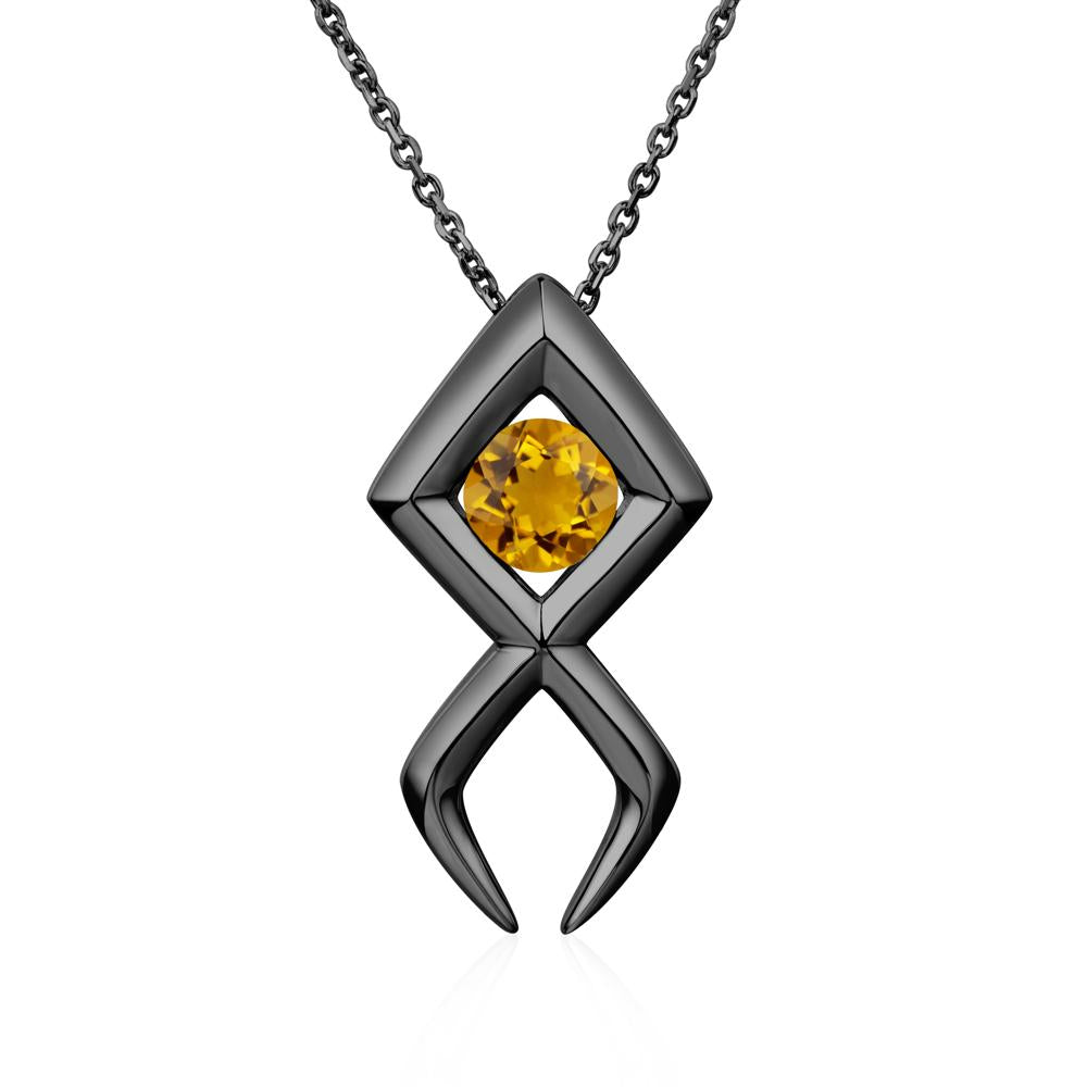 Jesus Fish Citrine Necklace - LUO Jewelry #metal_black finish sterling silver