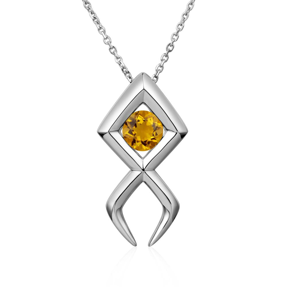 Jesus Fish Citrine Necklace - LUO Jewelry #metal_sterling silver