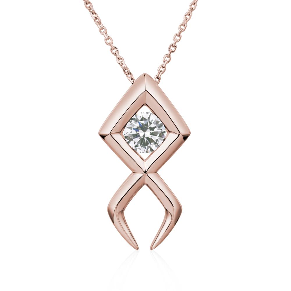 Jesus Fish Cubic Zirconia Necklace - LUO Jewelry #metal_14k rose gold