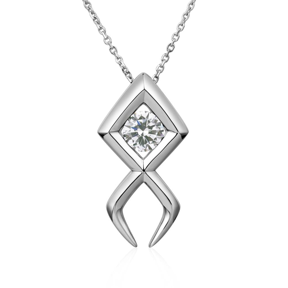 Jesus Fish Cubic Zirconia Necklace - LUO Jewelry #metal_sterling silver