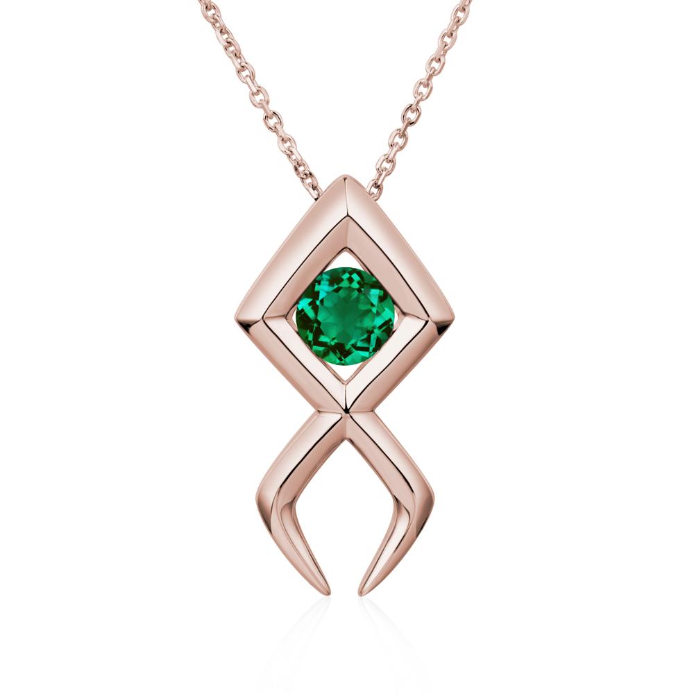 Jesus Fish Emerald Necklace - LUO Jewelry #metal_14k rose gold