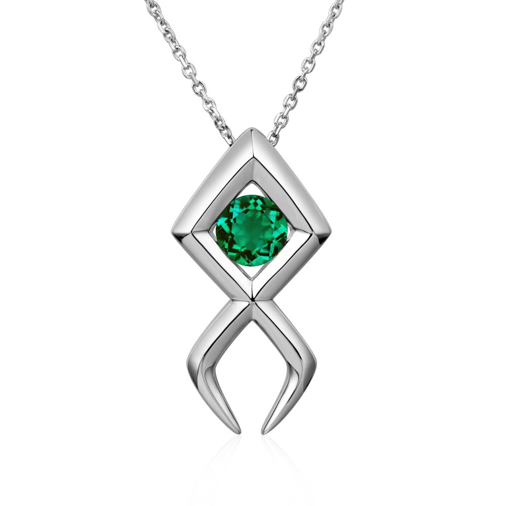 Jesus Fish Emerald Necklace - LUO Jewelry #metal_14k white gold