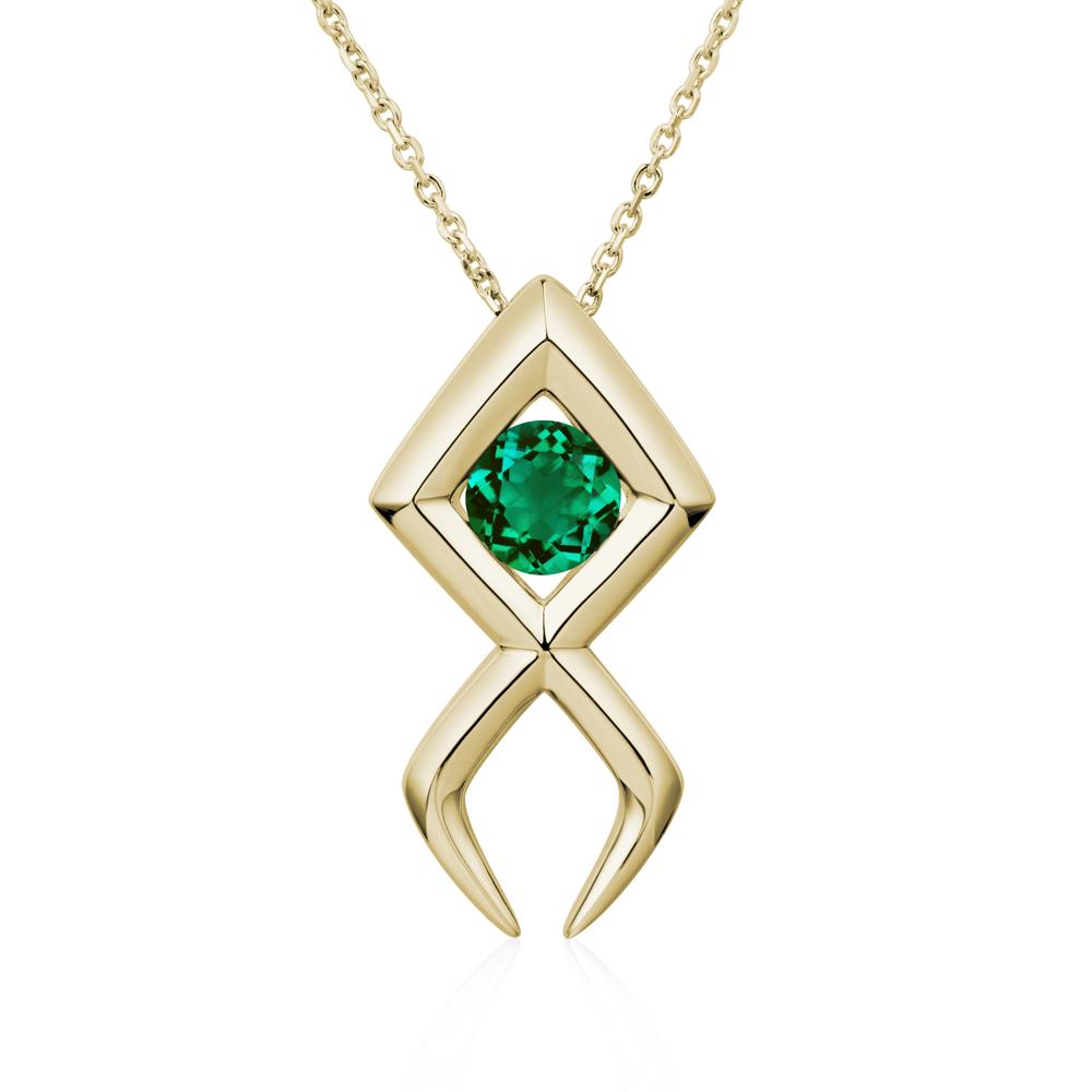 Jesus Fish Emerald Necklace - LUO Jewelry #metal_14k yellow gold