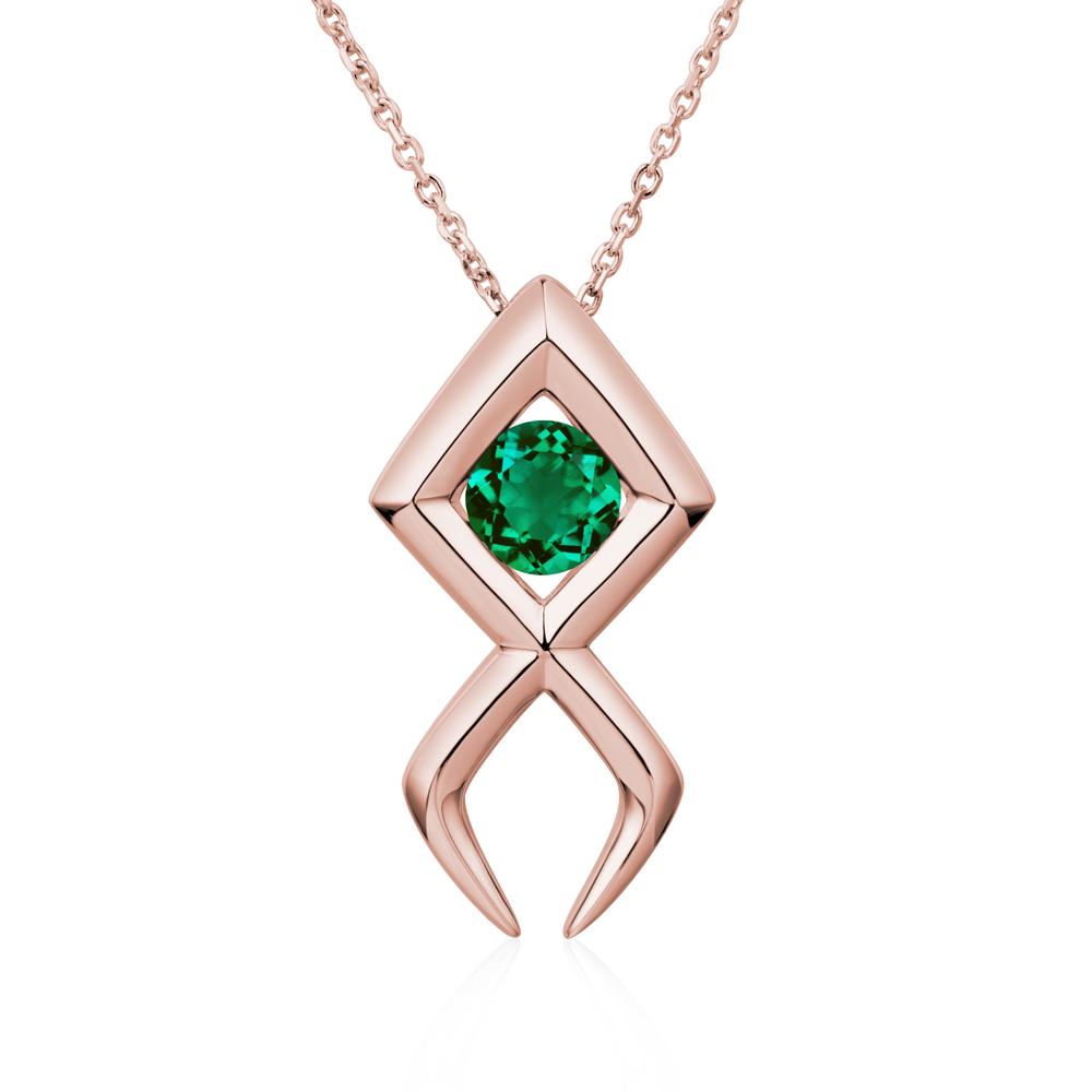 Jesus Fish Emerald Necklace - LUO Jewelry #metal_18k rose gold